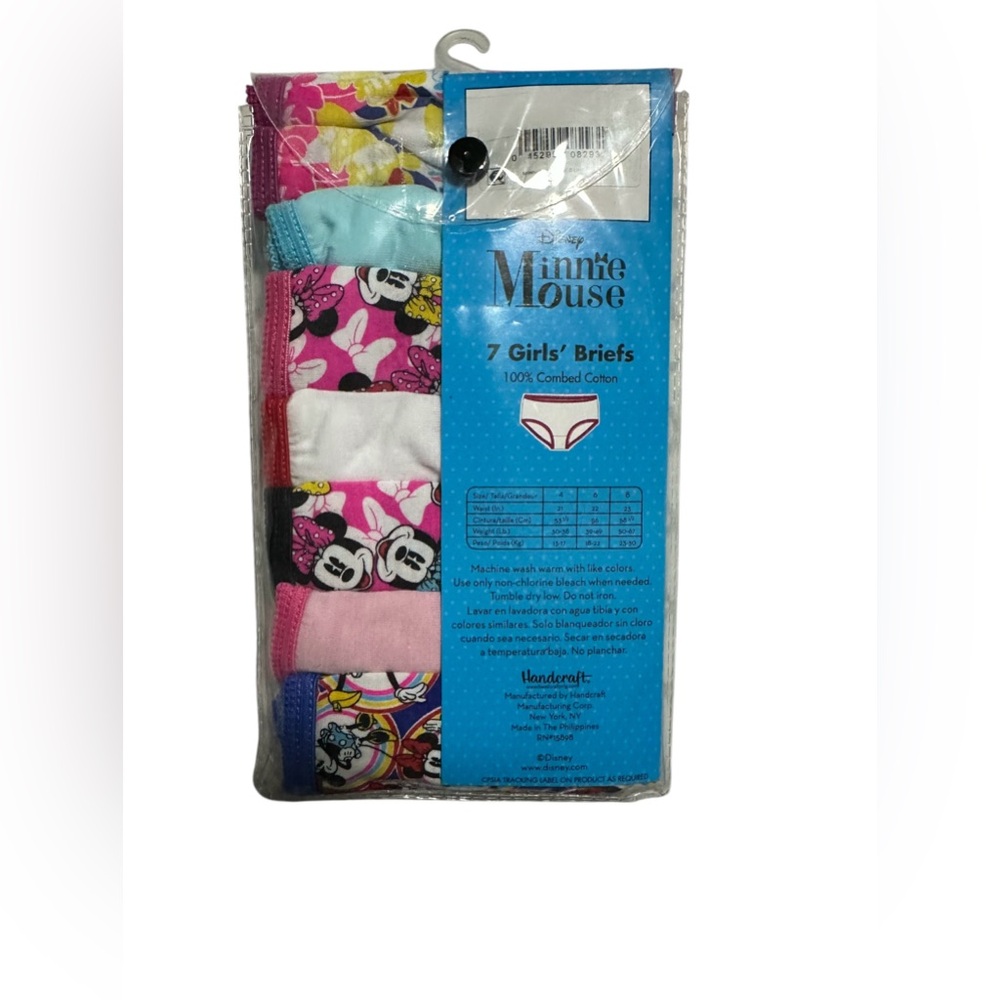 NWT Disney Girls' Toddler. Disney Minnie Mouse 7 Briefs Size 8 - Picture 3 of 6